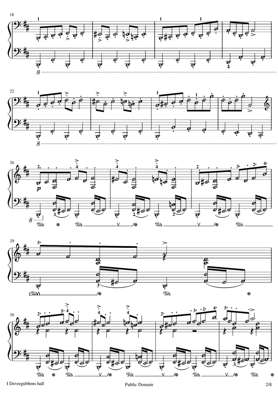 In The Hall of the Mountain King (Edward Grieg) original score with note names Grade 8 Piano, Vocal scores gallery preview page 2