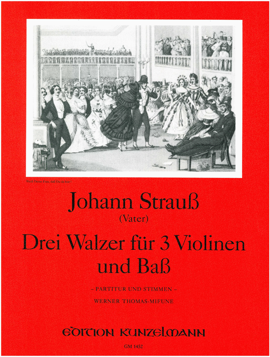 3 waltzes for 3 violins and bass Cello scores gallery preview page 1