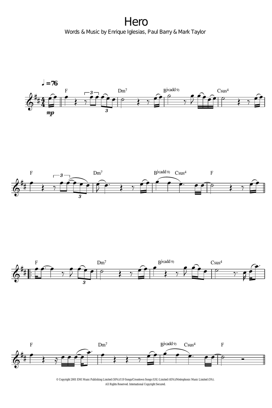 Hero Hero Alto Saxophone scores gallery preview page 1