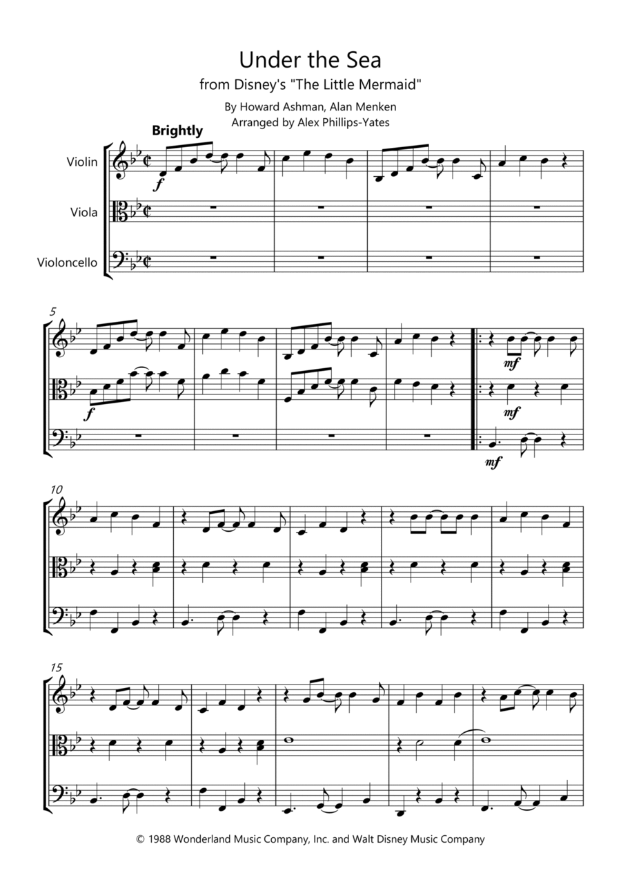 Under The Sea String Trio scores gallery preview page 1