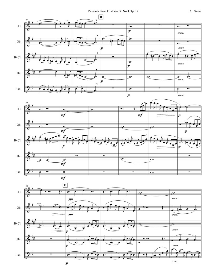 Pastorale from Oratorio De Noel set for Woodwind Quintet Woodwind Quintet scores gallery preview page 4