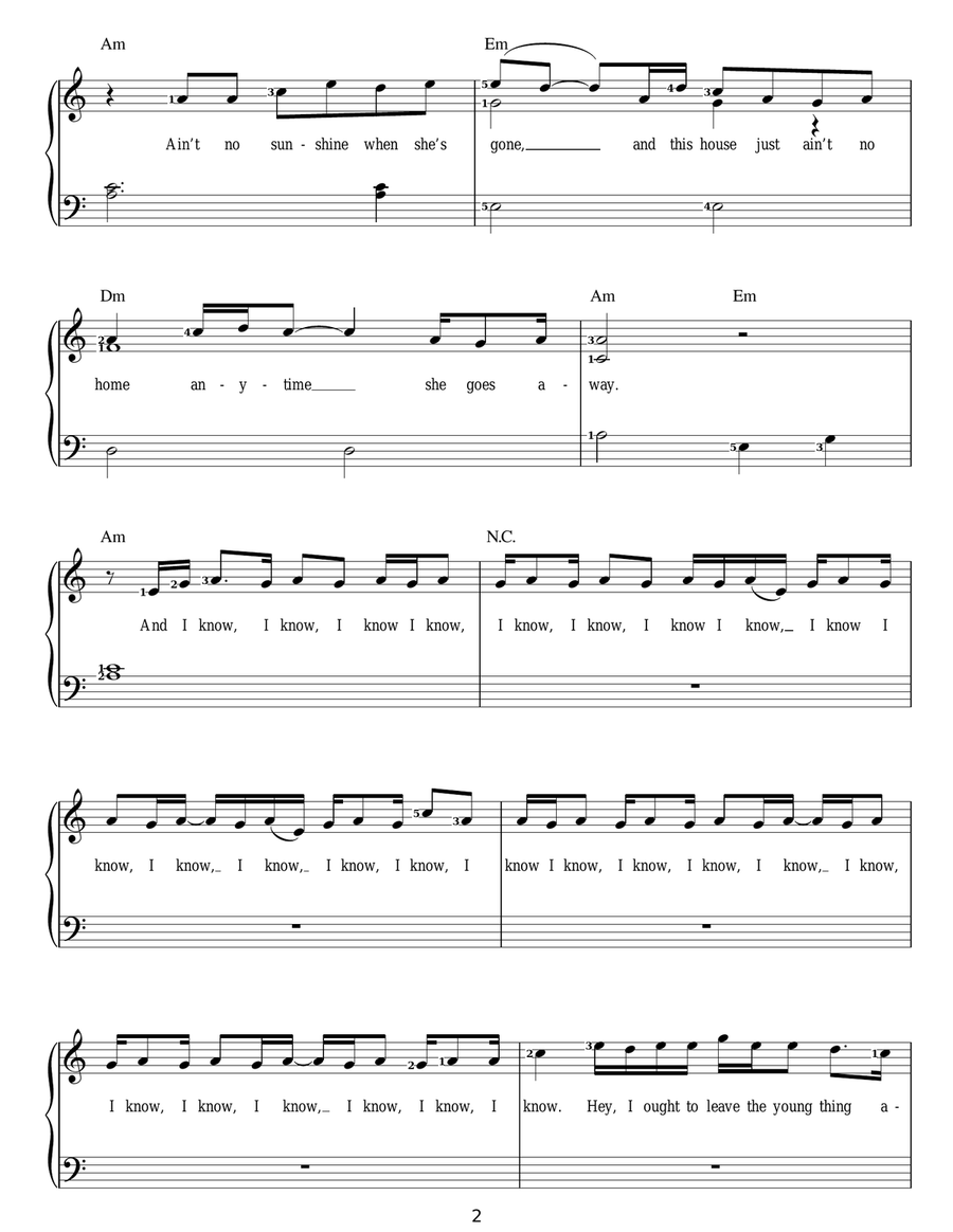 Ain't No Sunshine Ain't No Sunshine Piano, Vocal scores gallery preview page 2