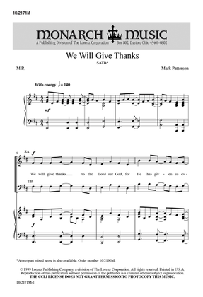 Book cover for We Will Give Thanks