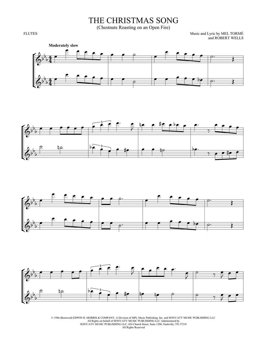 The Christmas Song (Chestnuts Roasting On An Open Fire) Flute Duet scores gallery preview page 1