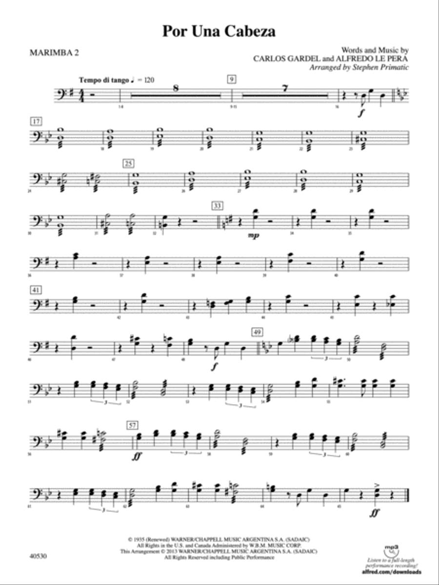 Por Una Cabeza: M5 Percussion Ensemble scores gallery preview page 1