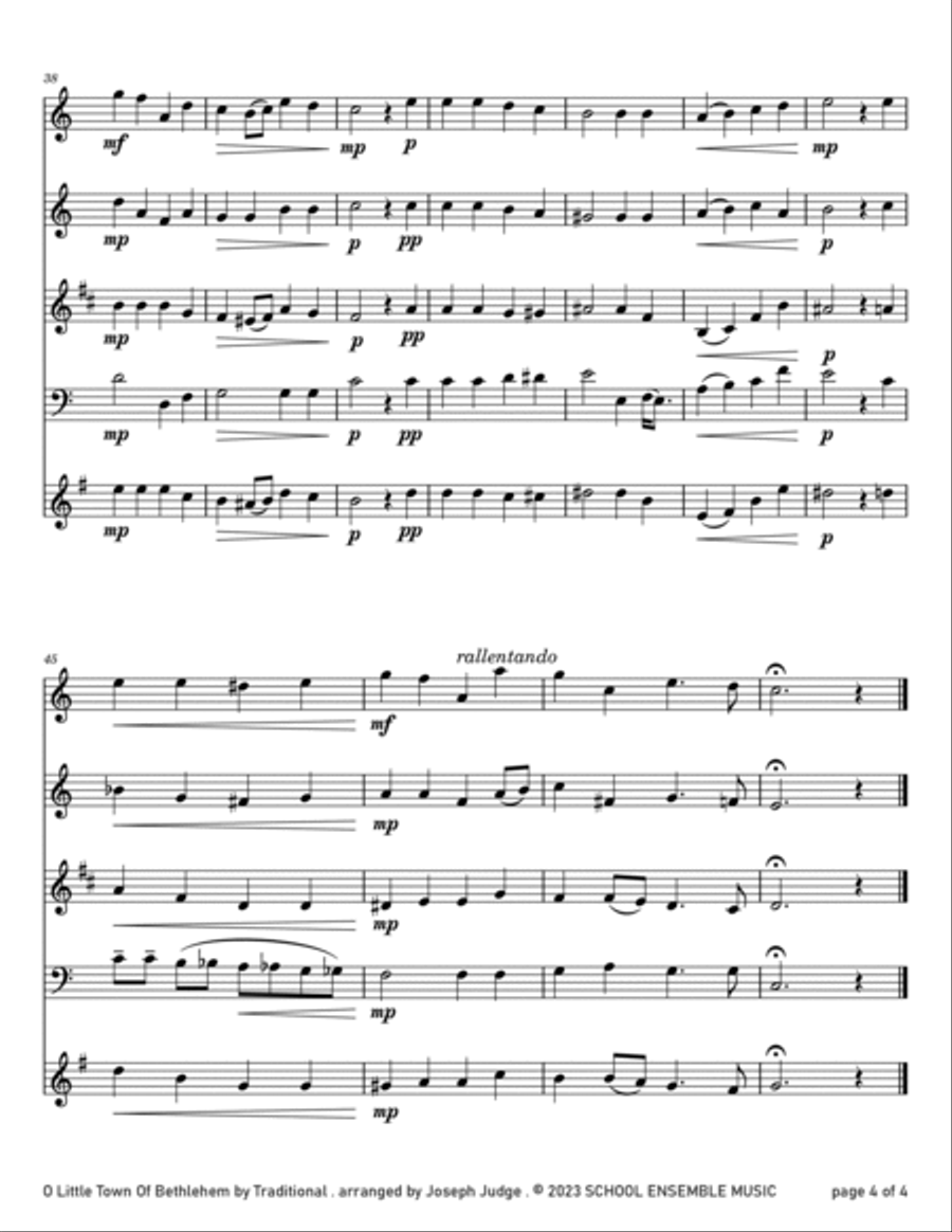 O Little Town Of Bethlehem for Woodwind Quartet in School Woodwind Quartet scores gallery preview page 4