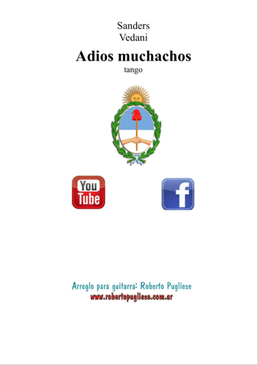 Adios muchachos - Tango (Sanders - Vedani) Classical Guitar scores gallery preview page 2