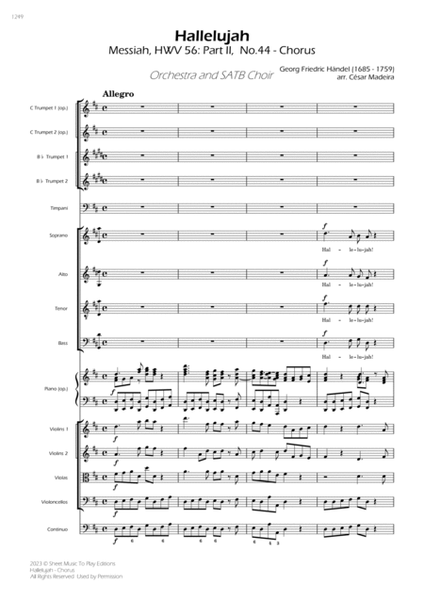 Hallelujah from Handel's Messiah - SATB Choir and Orchestra (Full Score) - Score Only image number null