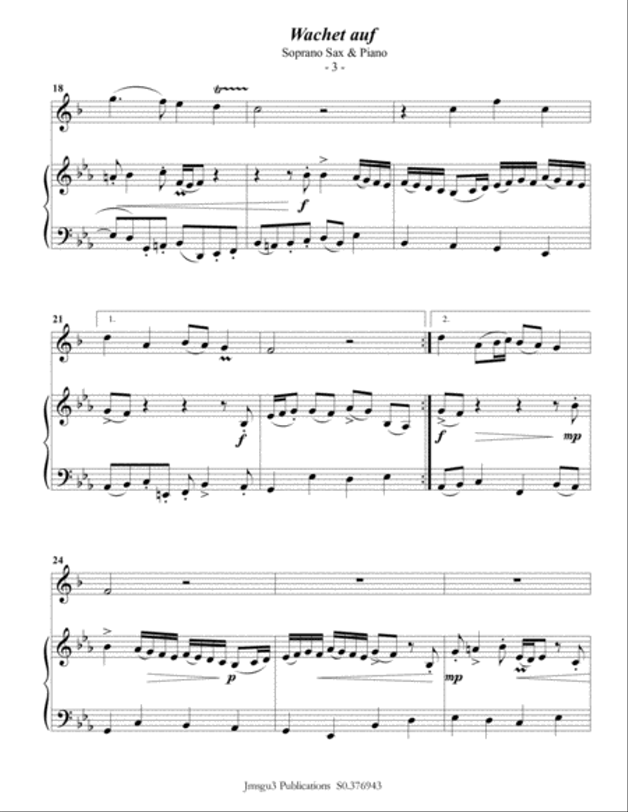 Bach: Wachet auf for Sax Quartet Saxophone Quartet scores gallery preview page 4