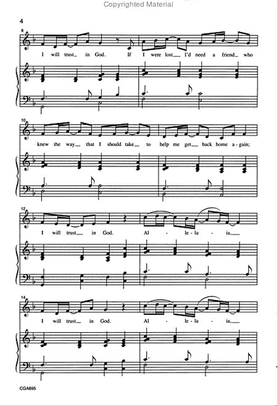 I Will Trust in God I Will Trust in God Unison Choir scores gallery preview page 3