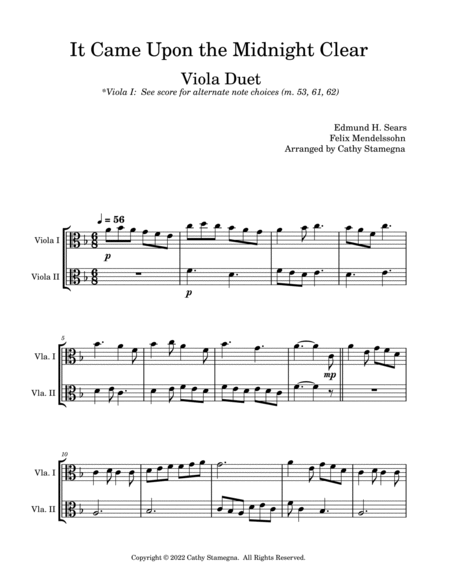 It Came Upon the Midnight Clear (Viola Duet) image number null