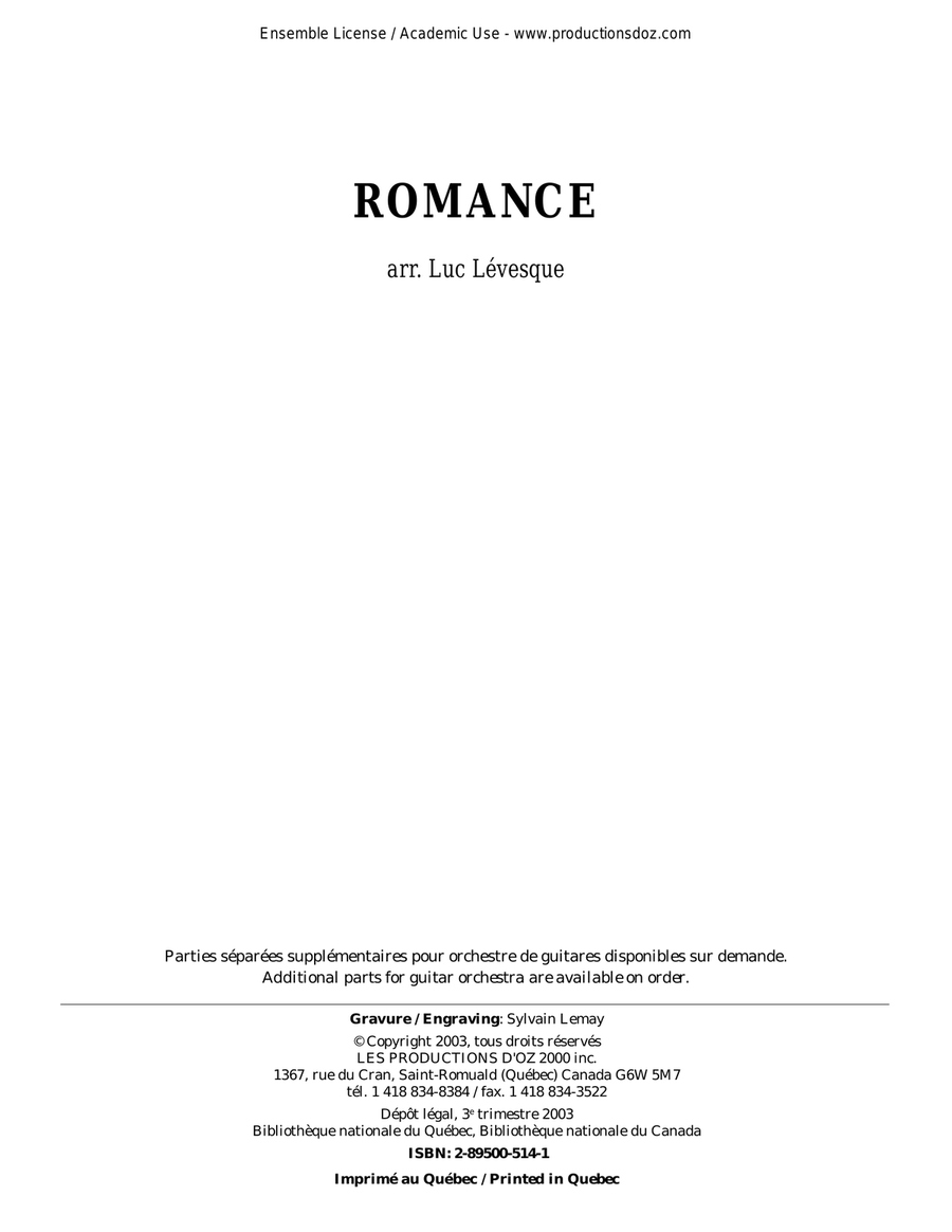 Romance Guitar Ensemble scores gallery preview page 1