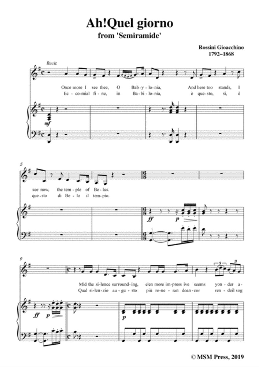 Rossini-Ah!Quel giorno,from 'Semiramide',in G Major,for Voice and Piano Voice Solo scores gallery preview page 3