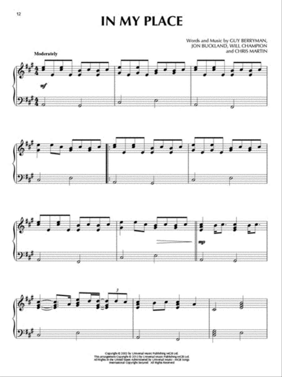 Coldplay for Piano Solo