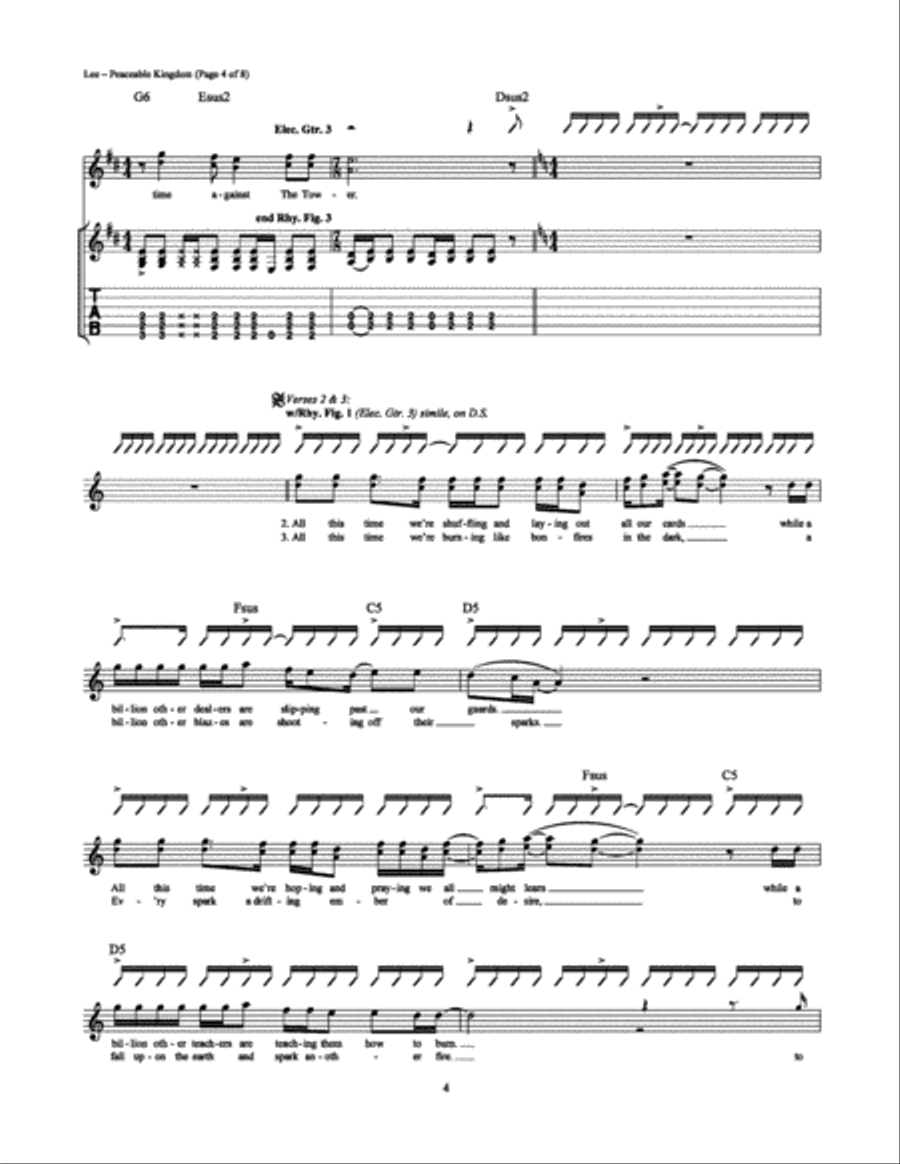 Peaceable Kingdom Peaceable Kingdom Electric Guitar scores gallery preview page 4