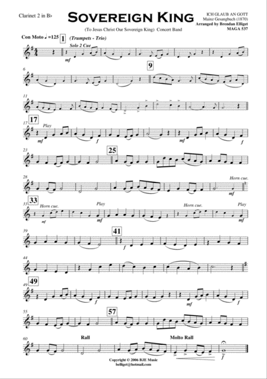 Sovereign King - Trumpet Trio and Concert Band Score and Parts PDF Concert Band scores gallery preview page 6