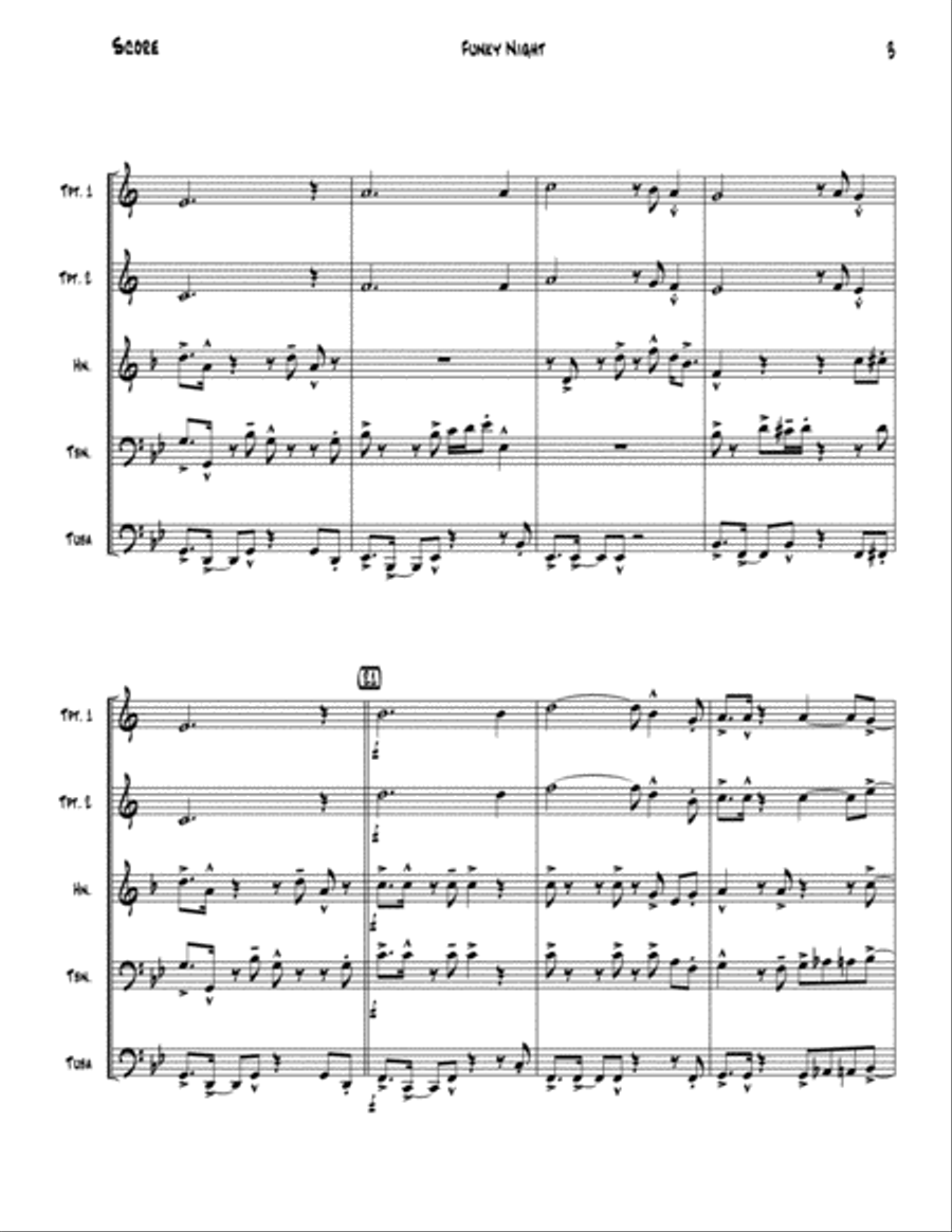 Funky Night (Silent Night) Brass Ensemble scores gallery preview page 4