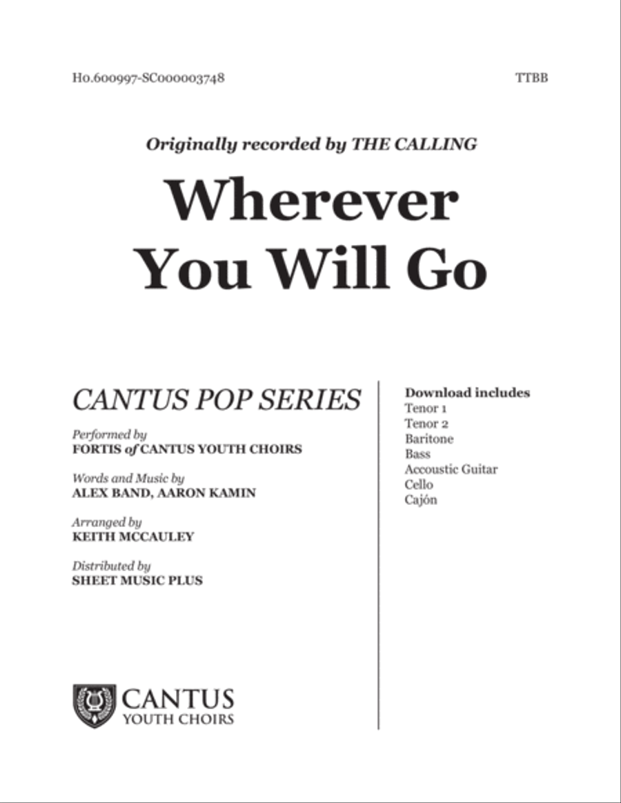 Wherever You Will Go Wherever You Will Go TTBB scores gallery preview page 1