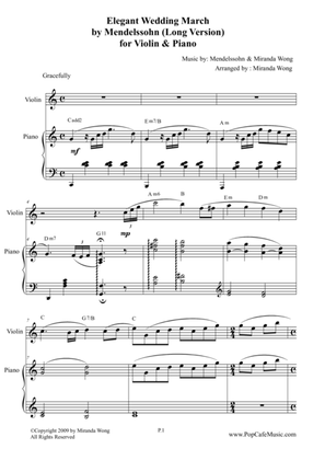 Elegant Wedding March (Long Version) for Violin & Piano