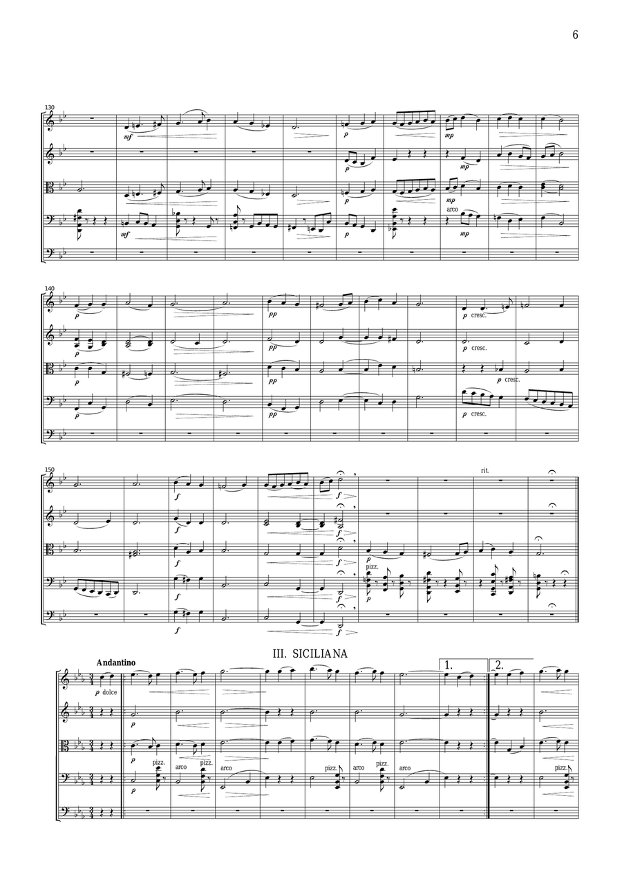 Respighi Ancient Airs and Dances Suite No.3, for string orchestra, SR010 String Quartet scores gallery preview page 6