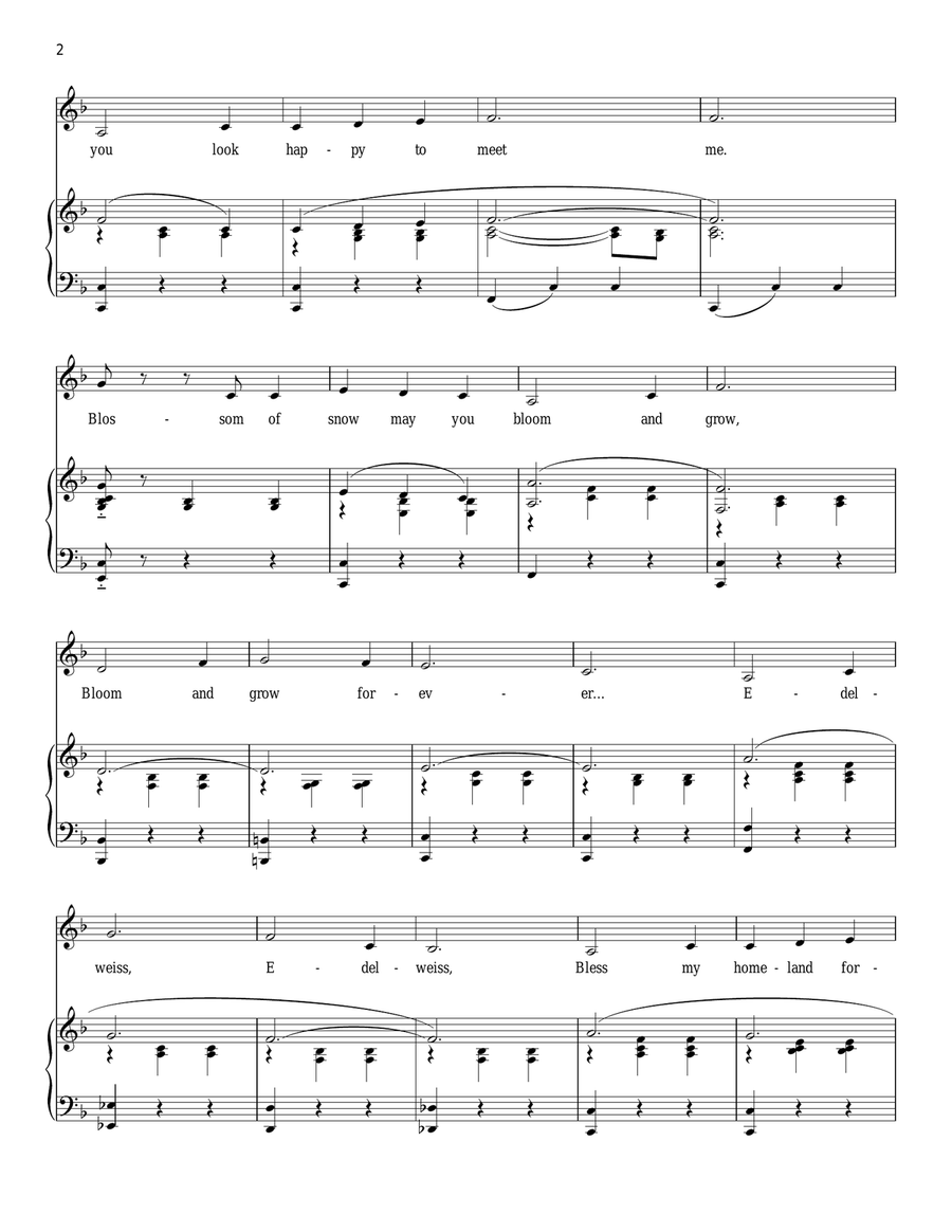 Edelweiss Edelweiss Piano, Vocal scores gallery preview page 2