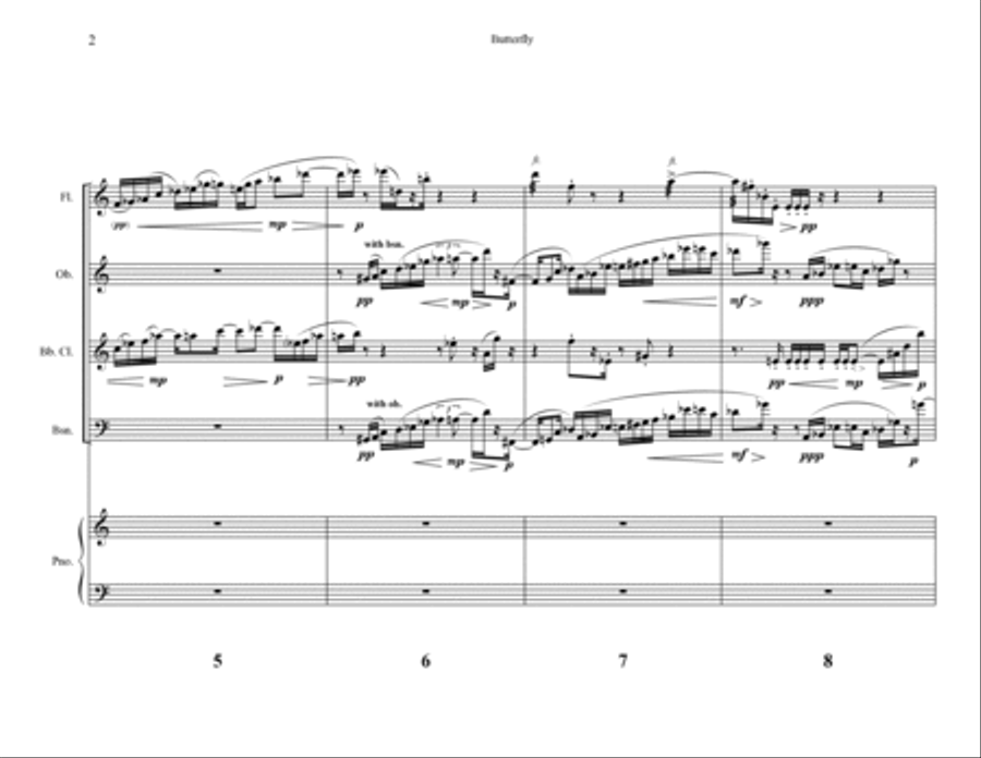 Butterfly, for piano quintet Chamber Music scores gallery preview page 4