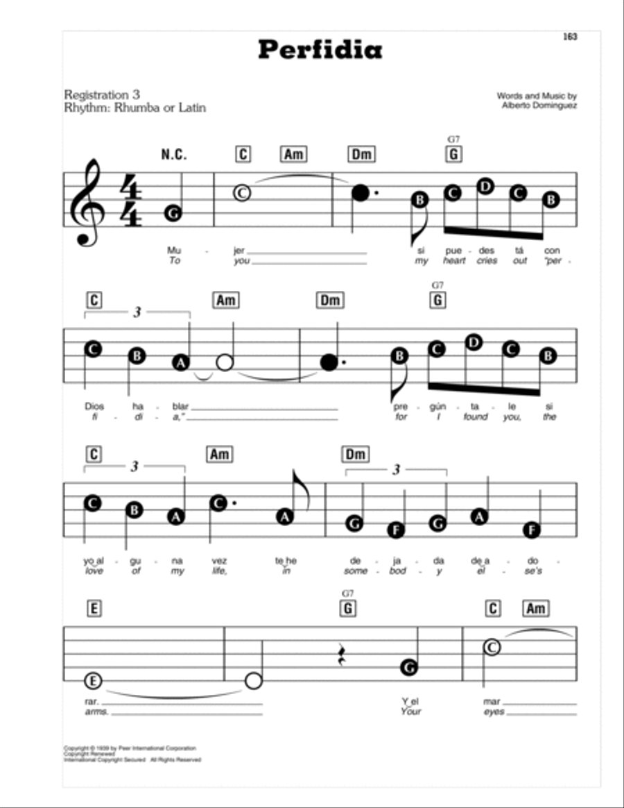 Perfidia Perfidia Electronic Keyboard scores gallery preview page 1