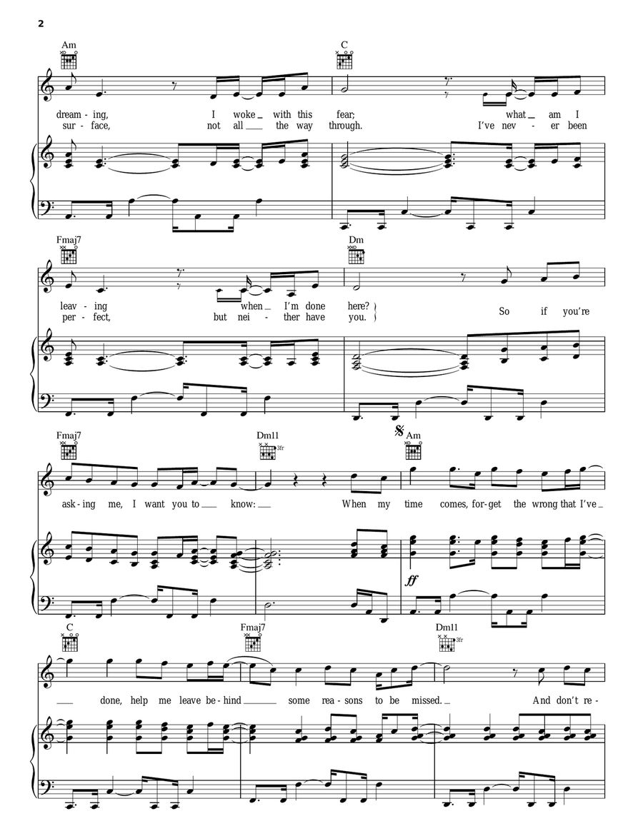 Leave Out All The Rest Piano, Vocal, Guitar scores gallery preview page 2