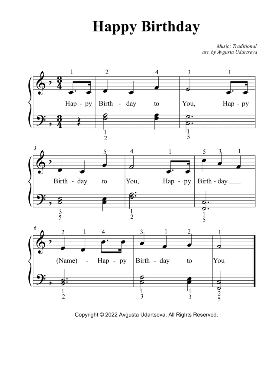Happy Birthday Easy 2 Hands Easy Piano scores gallery preview page 1