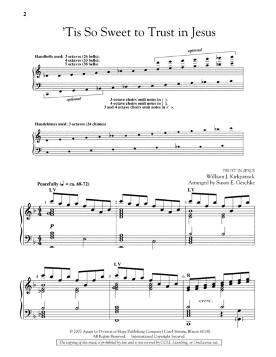 Tis So Sweet to Trust in Jesus 5-Octaves scores gallery preview page 2