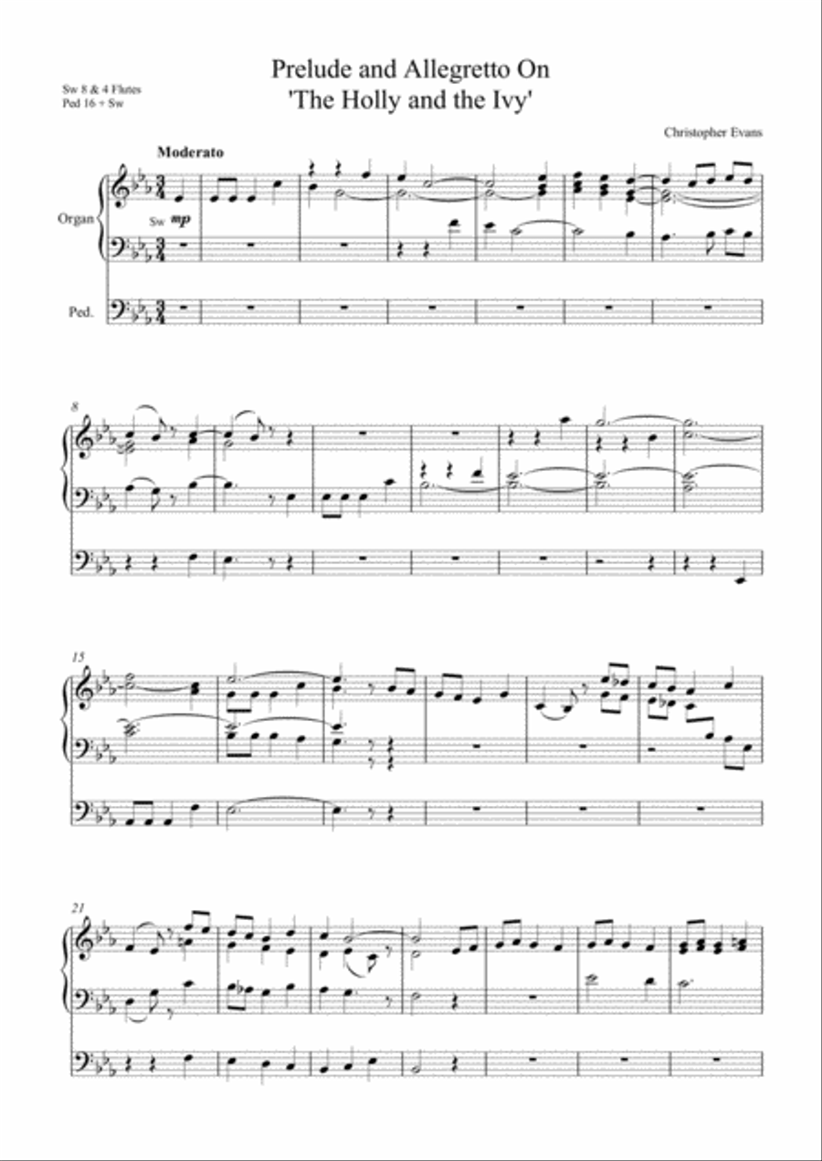 Prelude and Allegretto on 'The Holly and the Ivy' for Organ Organ Solo scores gallery preview page 1