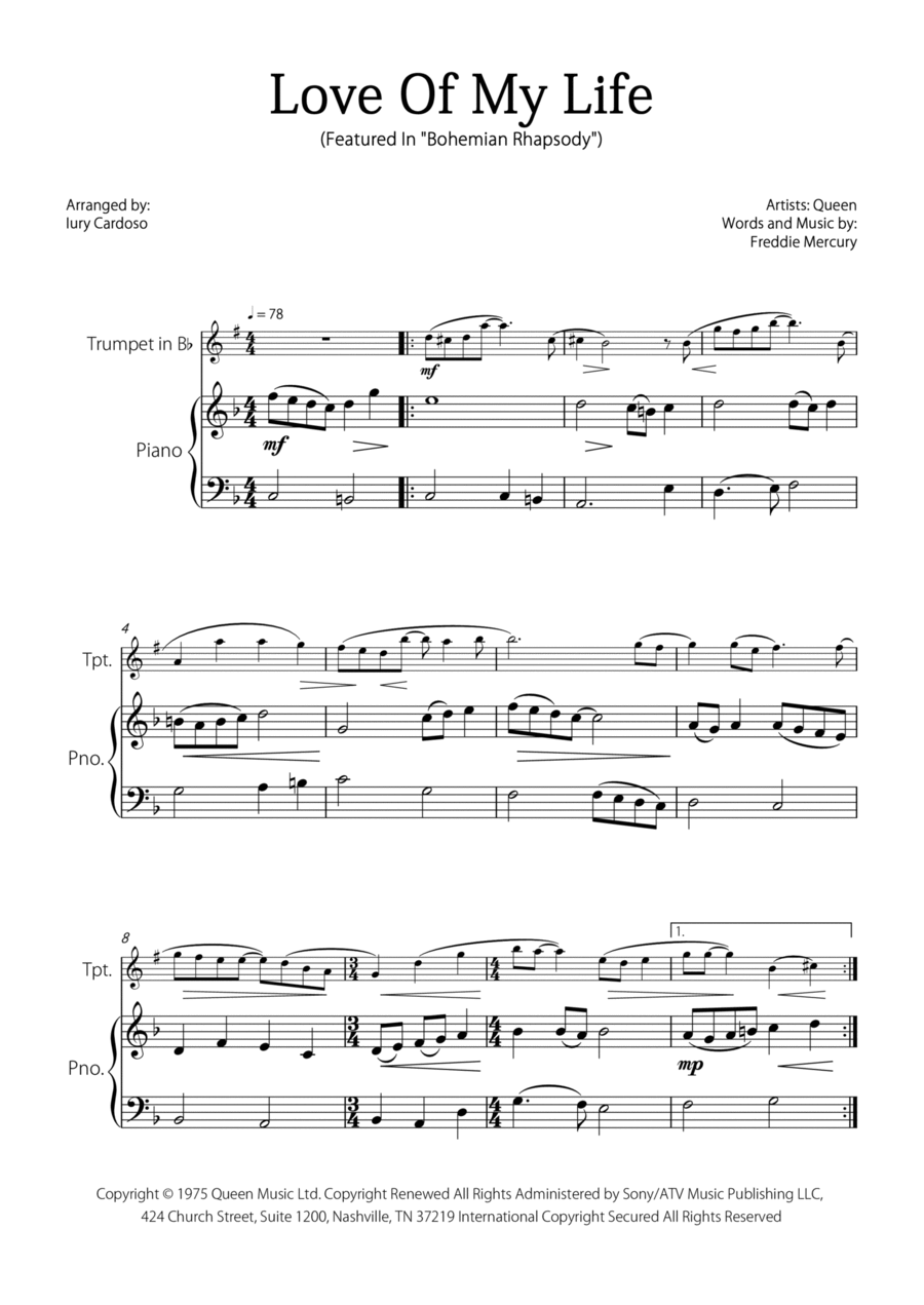 Love Of My Life Chamber Music scores gallery preview page 1