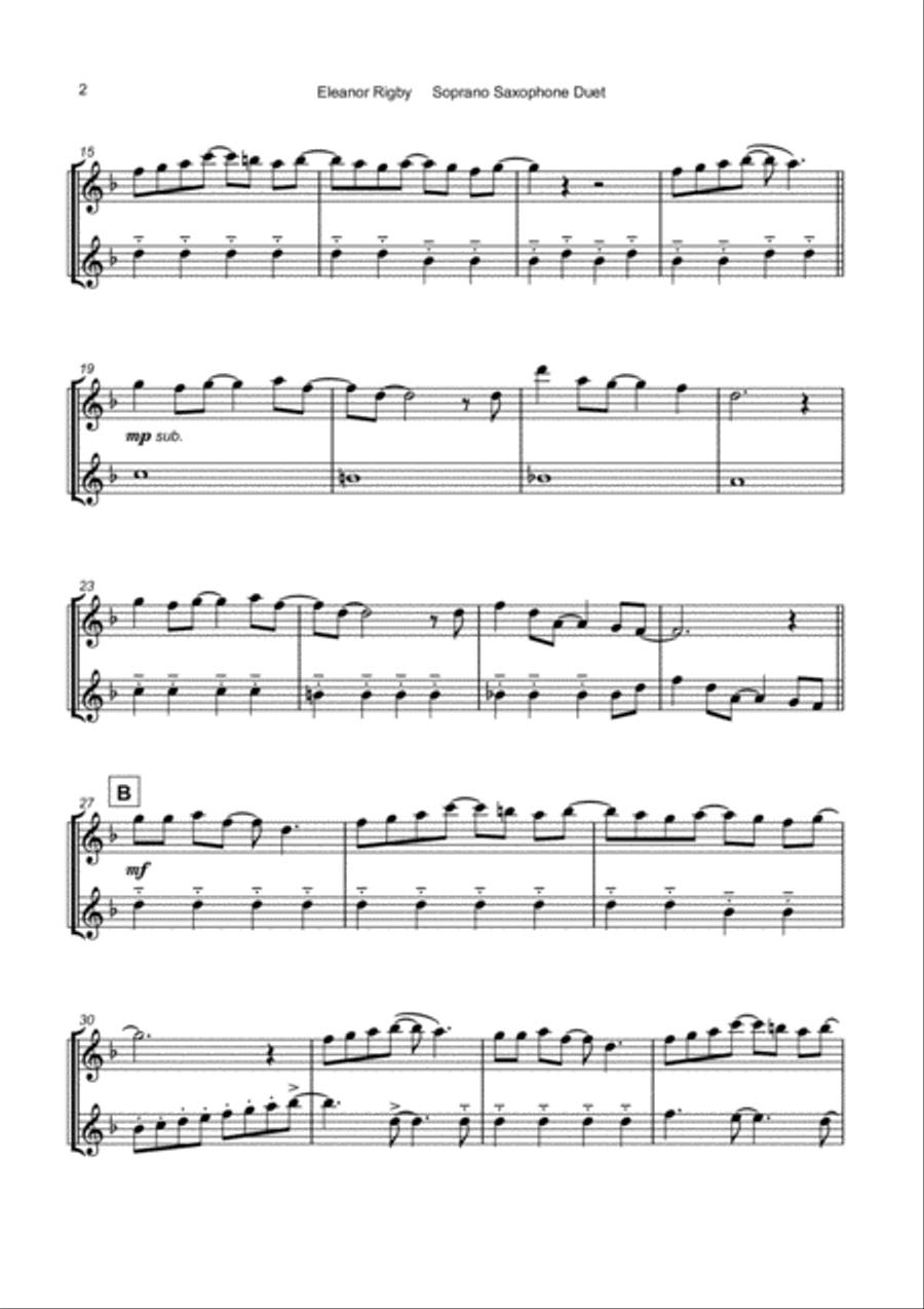 Eleanor Rigby Woodwind Duet scores gallery preview page 3