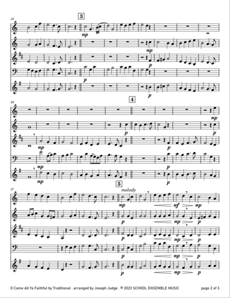 O Come All Ye Faithful for Woodwind Quartet in Schools Woodwind Quartet scores gallery preview page 2