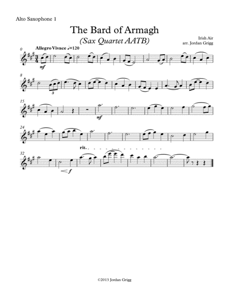 The Bard of Armagh (Sax Quartet AATB) image number null