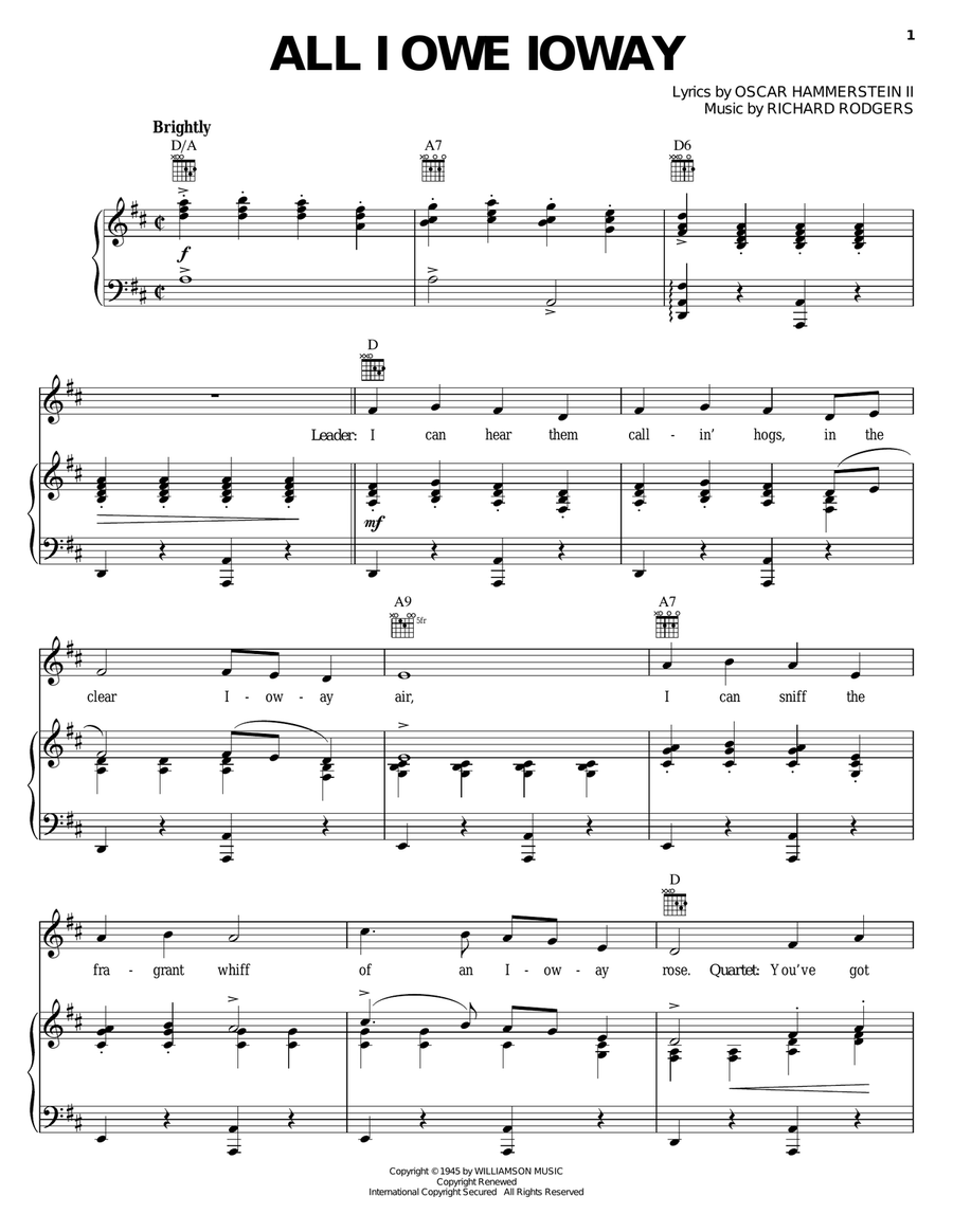 All I Owe Ioway All I Owe Ioway Piano, Vocal, Guitar scores gallery preview page 1