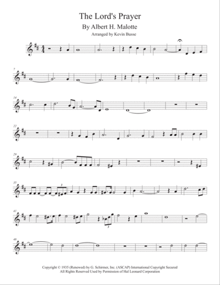The Lord's Prayer Tenor Saxophone scores gallery preview page 1