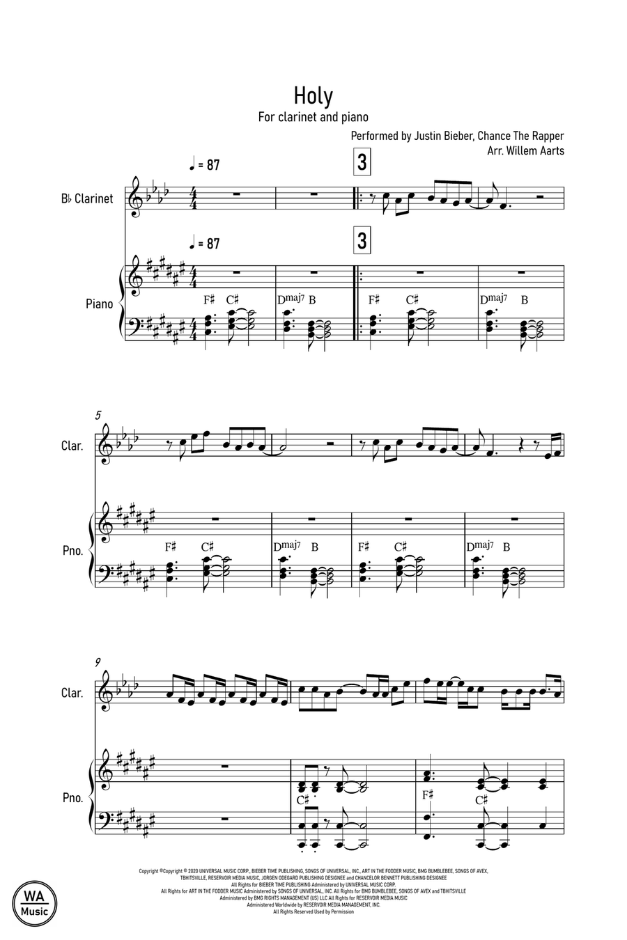 Holy Clarinet Solo scores gallery preview page 1