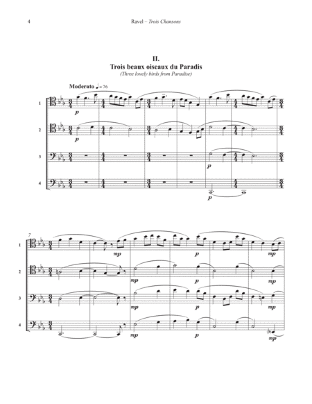 Trois Chansons (Three Songs) for Trombone Quartet