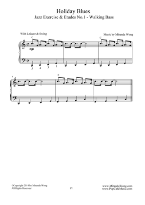 Jazz Exercises & Hanon No.1 - Walking Bass Method for Piano (Easy Swing)