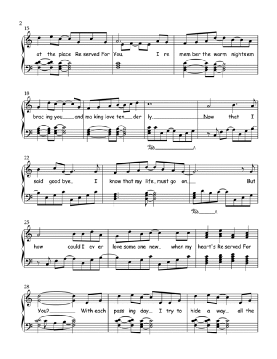 Reserved for You - Sheet music for title song from the Reserved for You Collection Voice scores gallery preview page 3