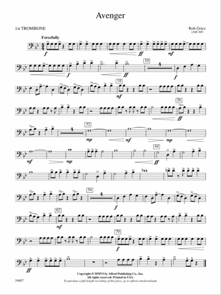 Avenger: 1st Trombone Concert Band scores gallery preview page 1