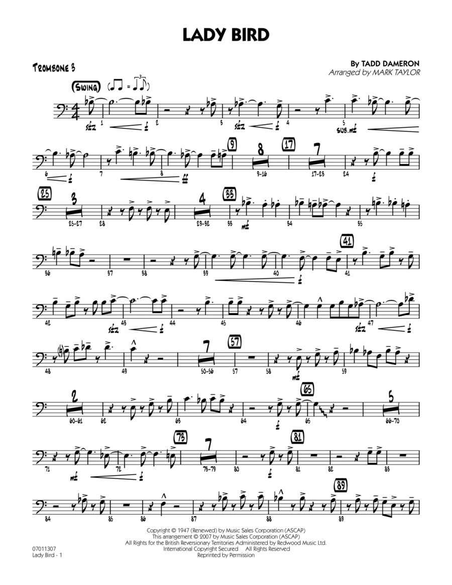 Lady Bird - Trombone 3 Lady Bird - Trombone 3 Trombone scores gallery preview page 1