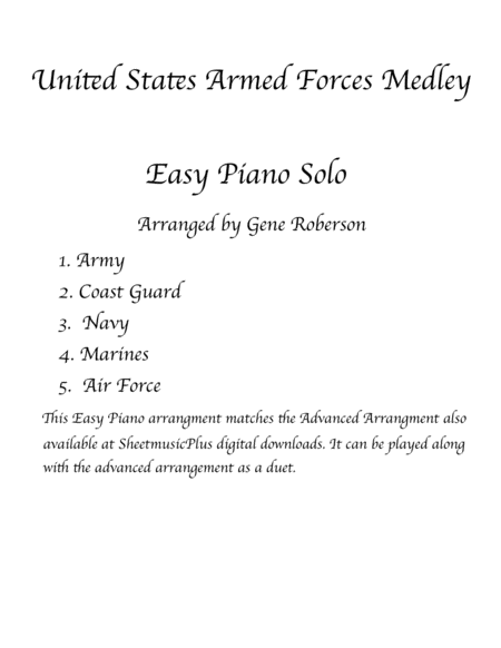 Armed Forces Medley EASY PIANO