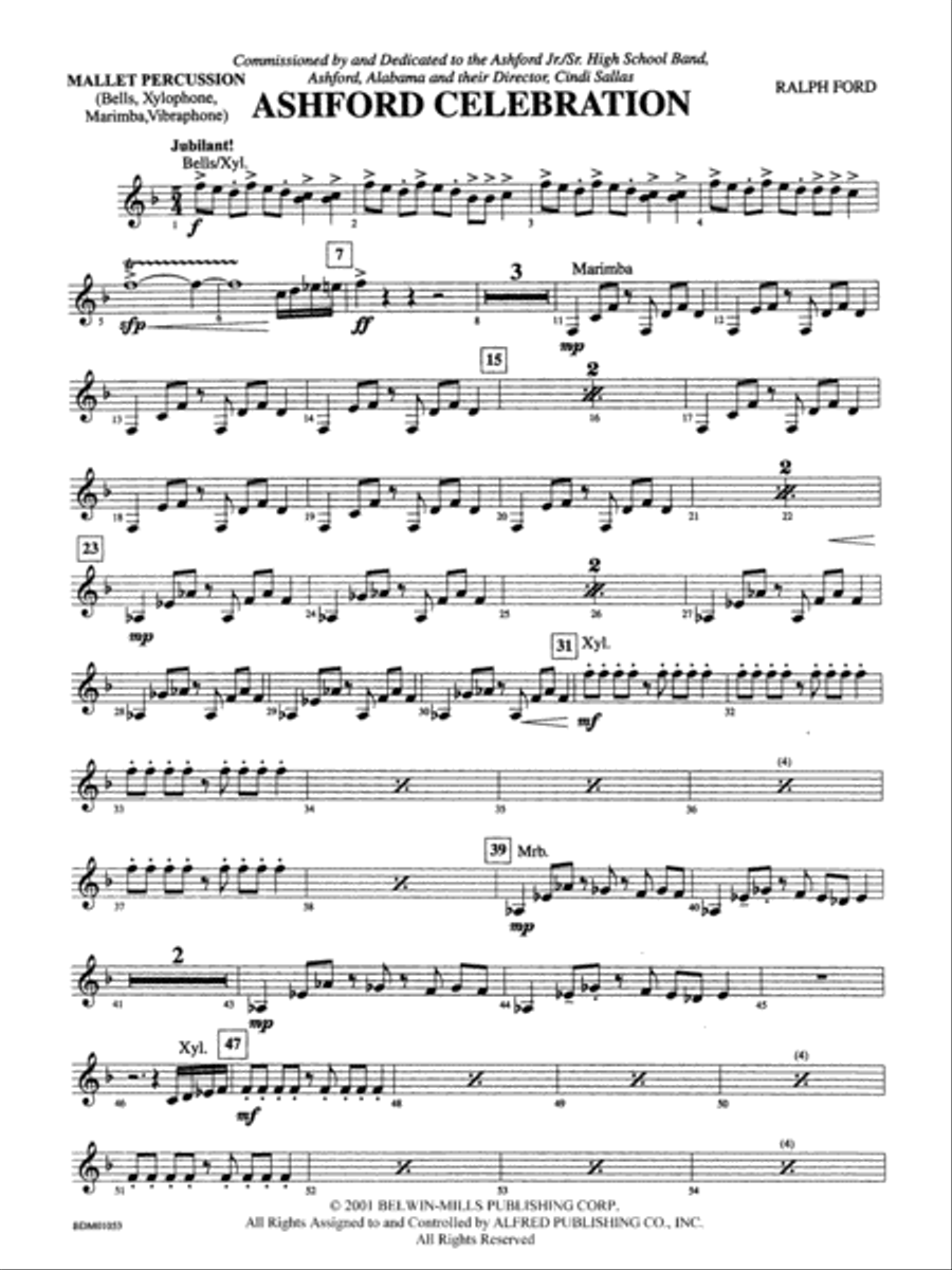 Ashford Celebration: Mallets Concert Band scores gallery preview page 1