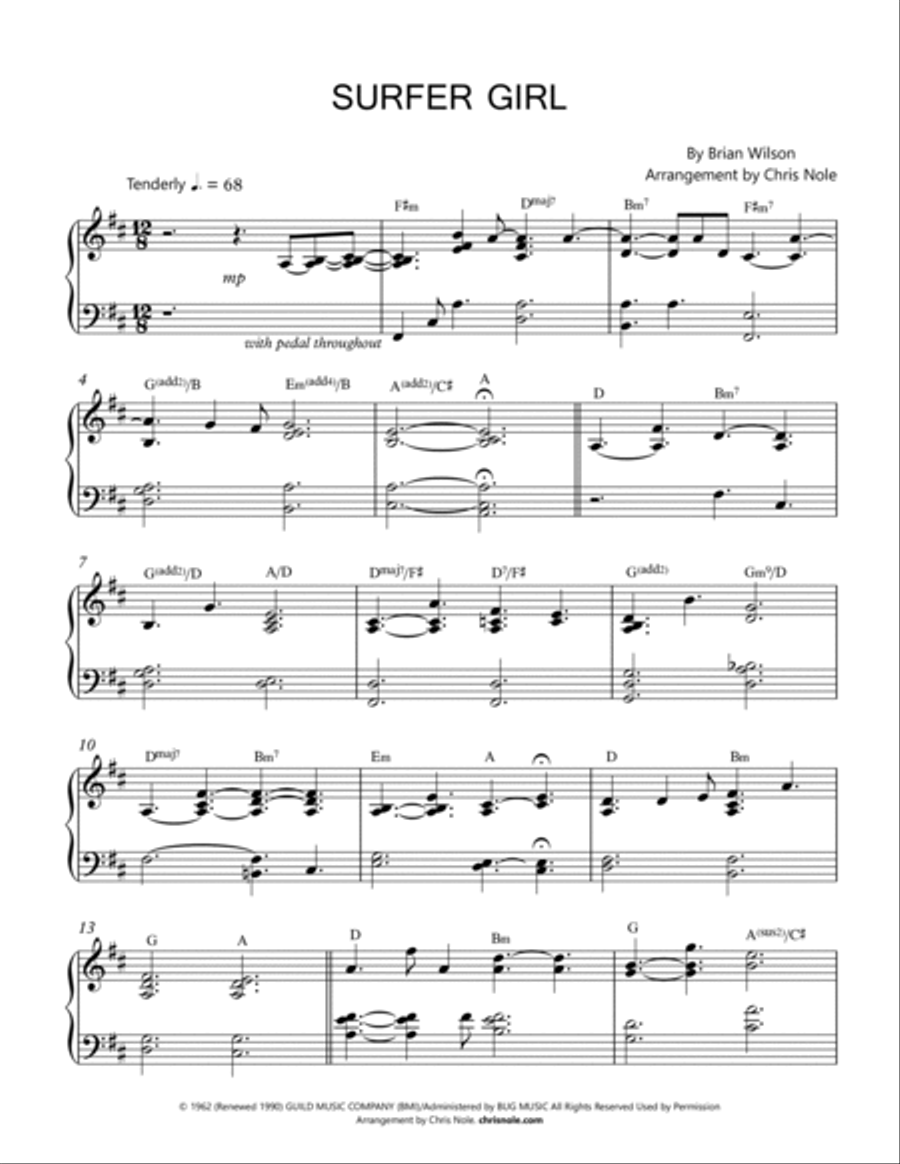 Surfer Girl Surfer Girl Piano Solo scores gallery preview page 2