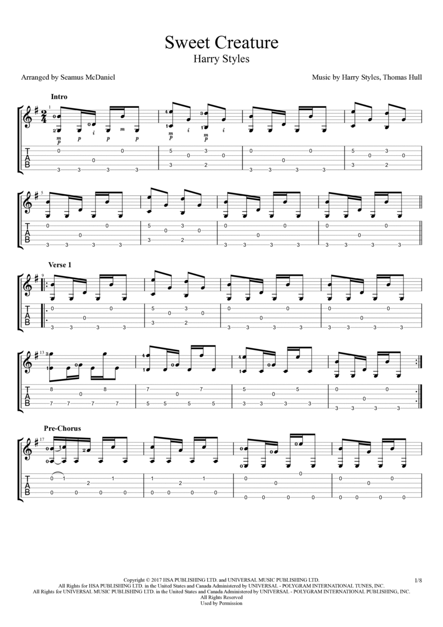 Sweet Creature Electric Guitar scores gallery preview page 1