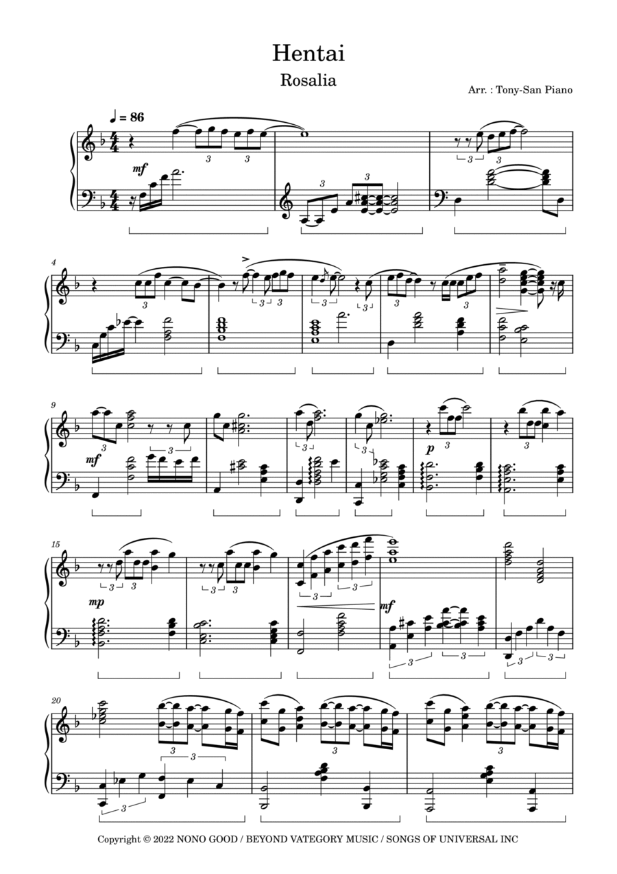 Hentai Piano Solo scores gallery preview page 1