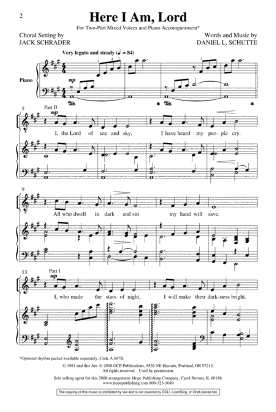 Here I Am, Lord 2-Part scores gallery preview page 2