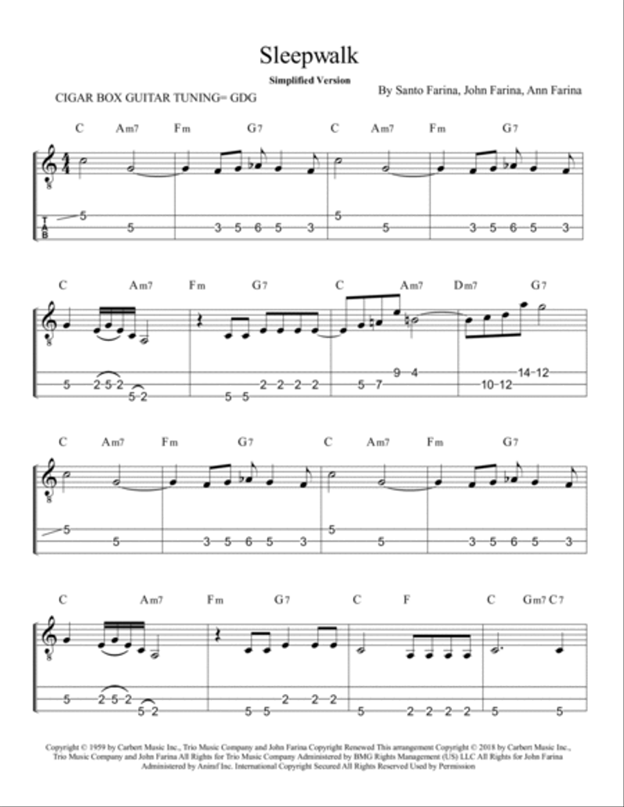 Sleepwalk (instrumental Version) Electric Guitar scores gallery preview page 5